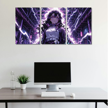 Voltage Goddess: Purple Lightning Anime - Premium Metal Poster