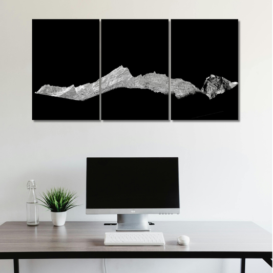 Summit Noir: Mountain Silhouette - Premium Metal Poster