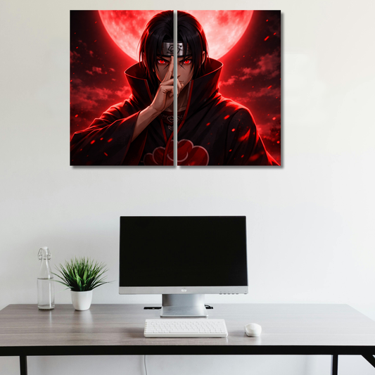 Shadow of the Sharingan: Itachi Uchiha Blood-Moon Canvas - Premium Metal Poster