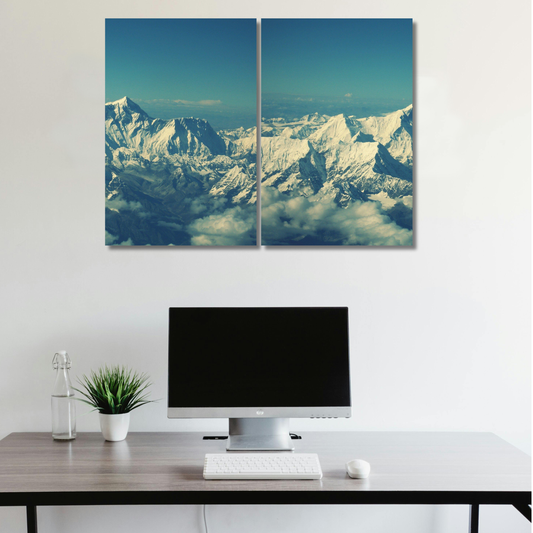 Majestic Peaks: Snow-Capped Himalayan Horizon - Premium Metal Poster