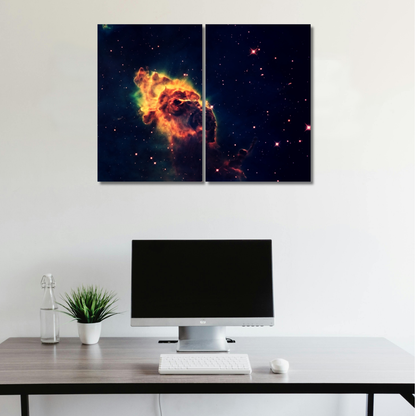 Cosmic Birth: Vibrant Pillars of Creation Nebula - Premium Metal Poster