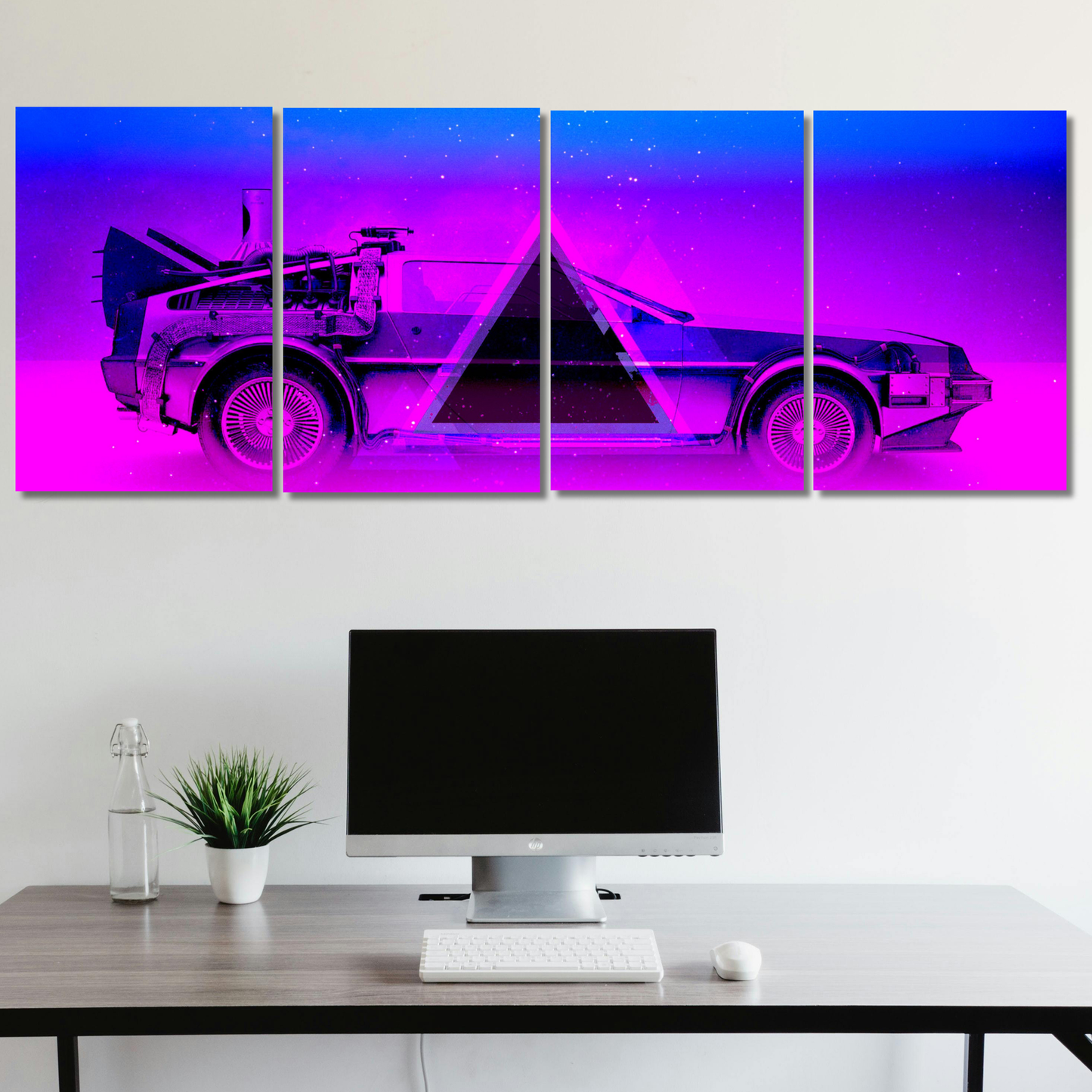 Retrowave DeLorean - Premium Metal Poster