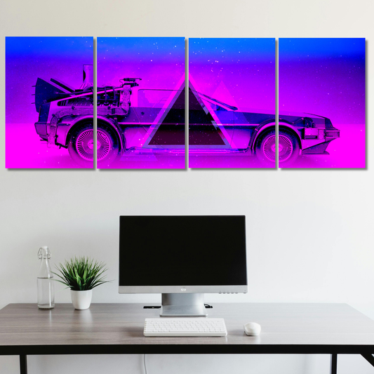 Retrowave DeLorean - Premium Metal Poster