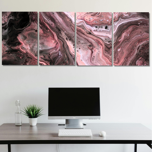 Ethereal Flow: Crimson - Premium Metal Poster