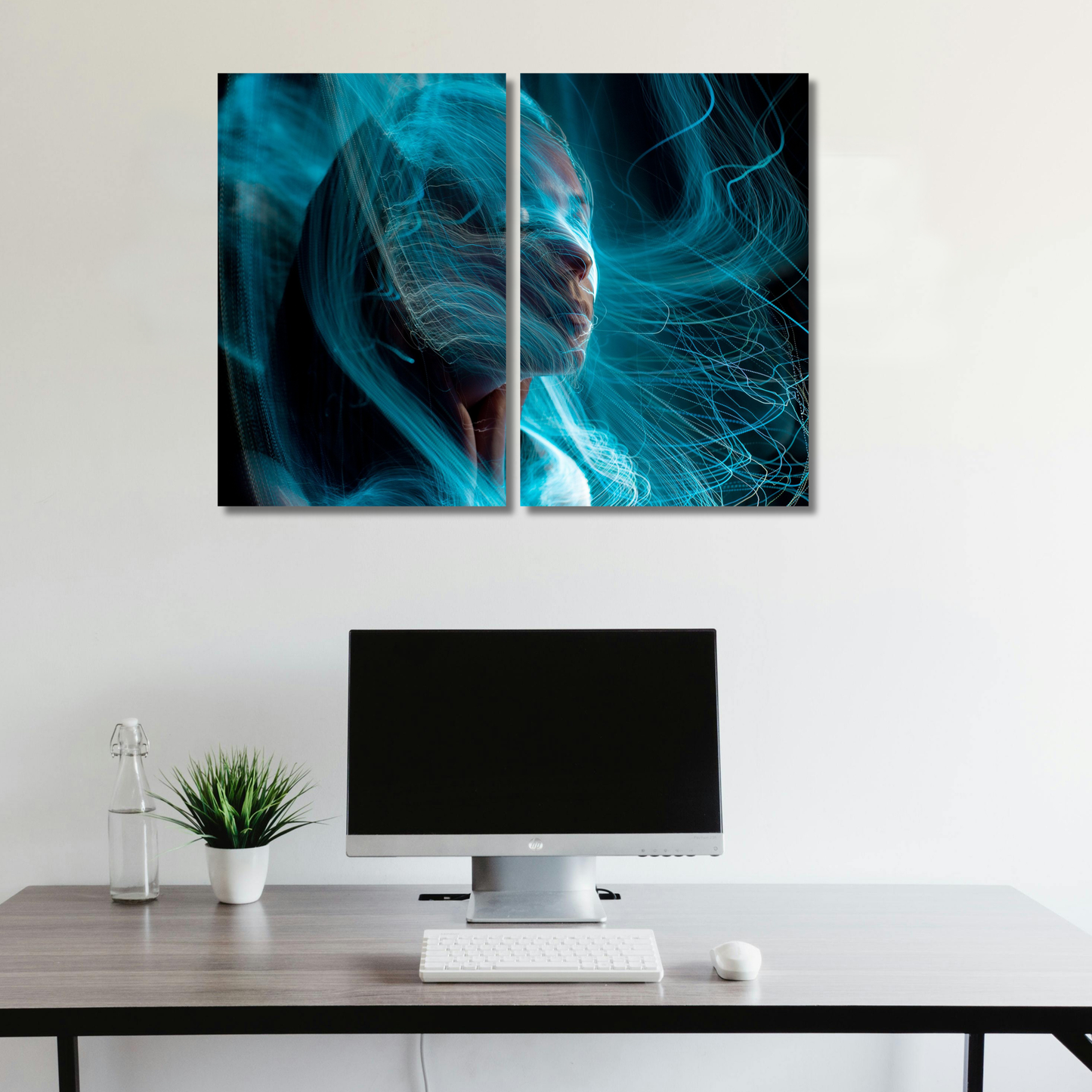 Electric Soul: Cyberpunk Aura Abstract - Premium Metal Poster