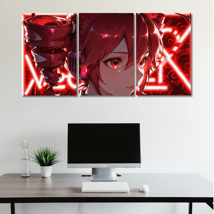 Scarlet Cyber-Girl: Anime - Premium Metal Poster