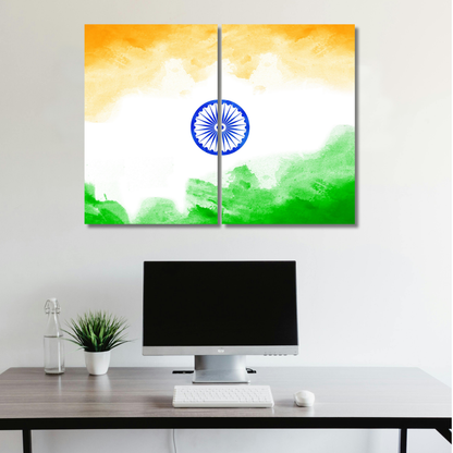Tiranga Spirit: Watercolor Indian National - Premium Metal Poster