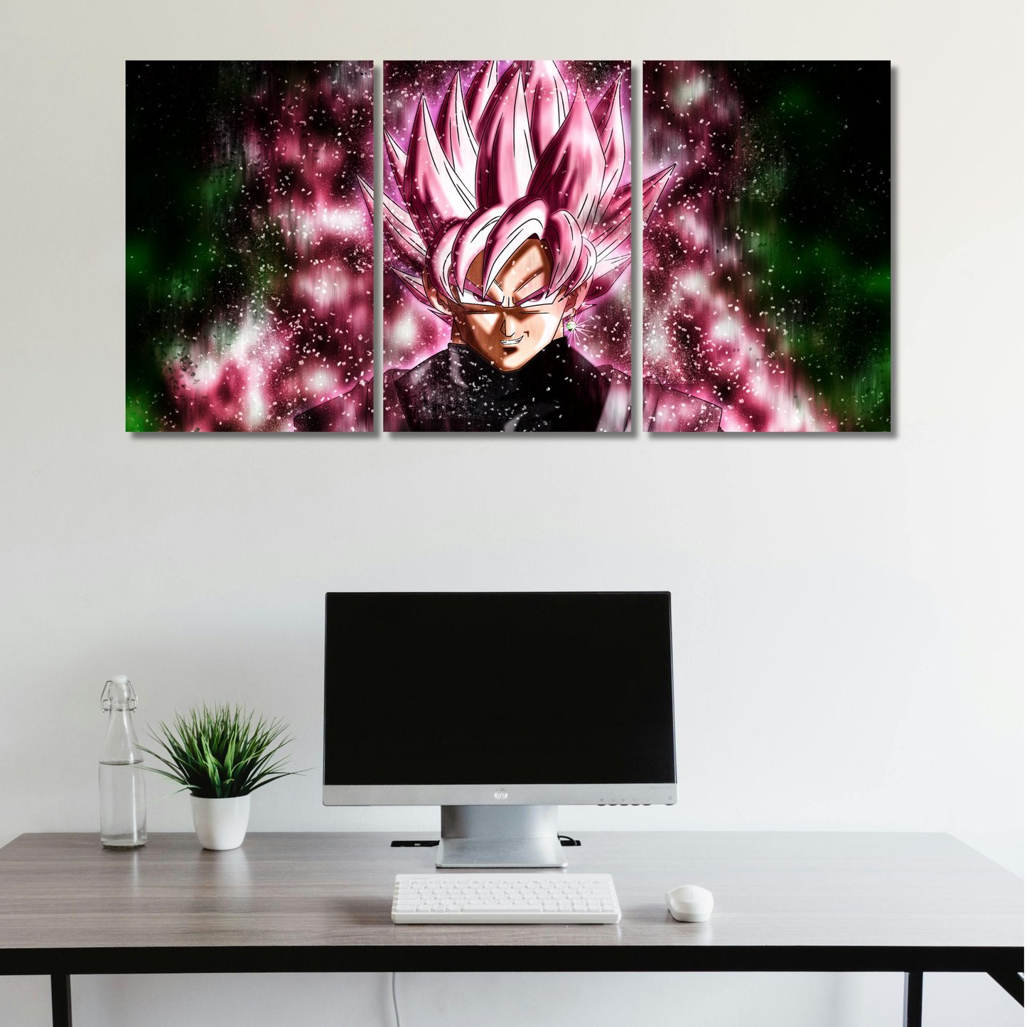 Divine Rose: Cosmic Pink Warrior - Premium Metal Poster