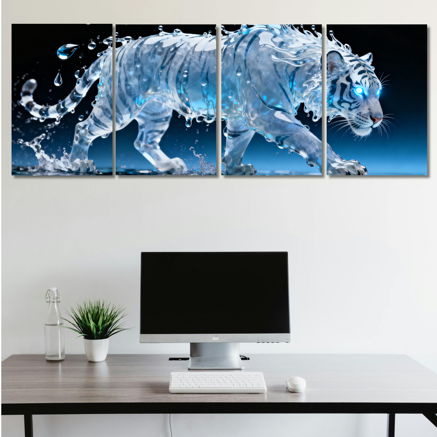Aqua-Glacial Tiger: Crystal - Premium Metal Poster