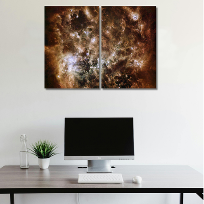 Stellar Nursery: Golden Dust & Deep Space Infinity - Premium Metal Poster