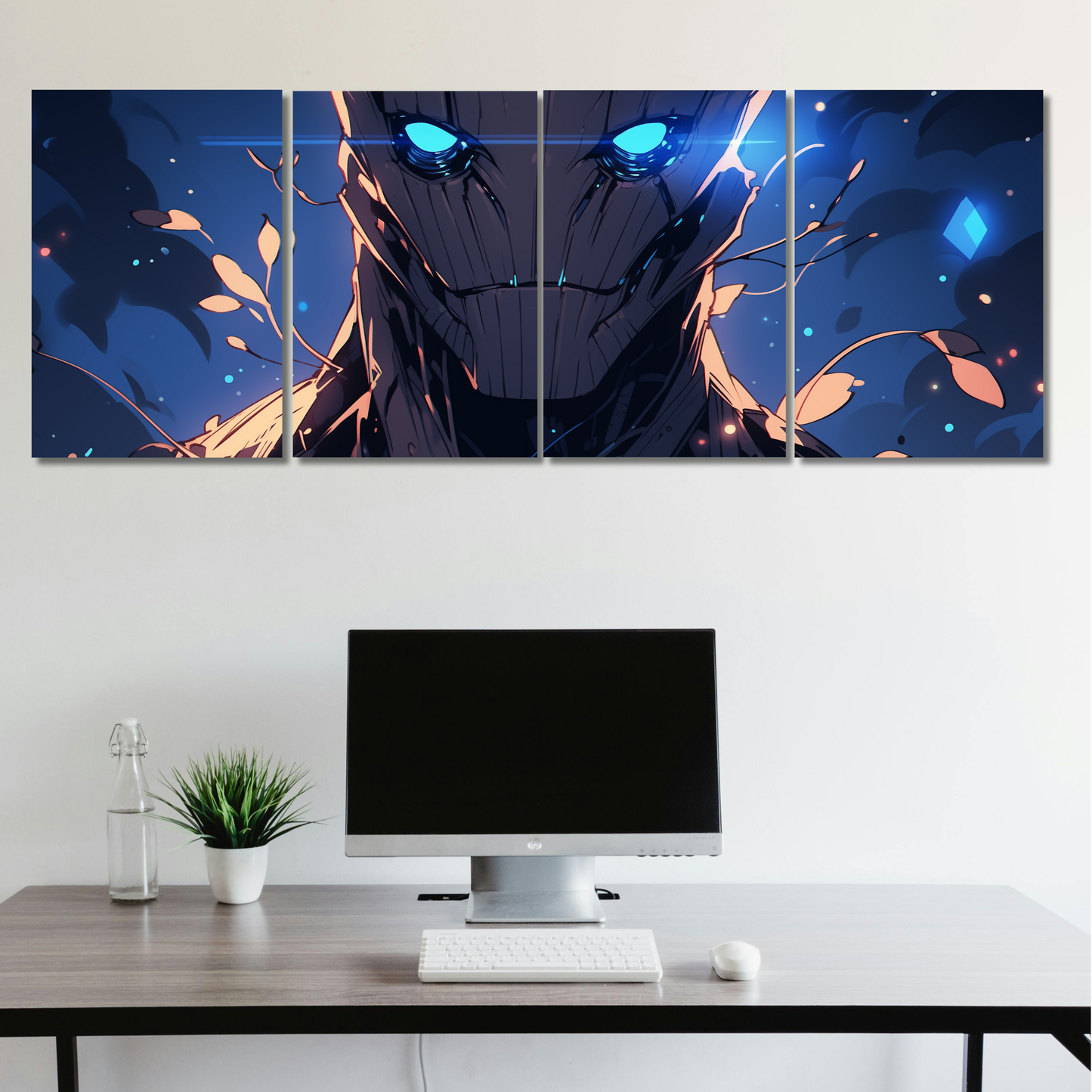 (Blue-Eyed Creature): "Azure Core: Sentinel - Premium Metal Poster