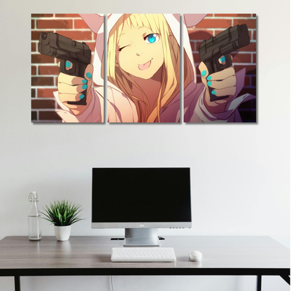 Akimbo Kawaii: Playful Assassin - Premium Metal Poster