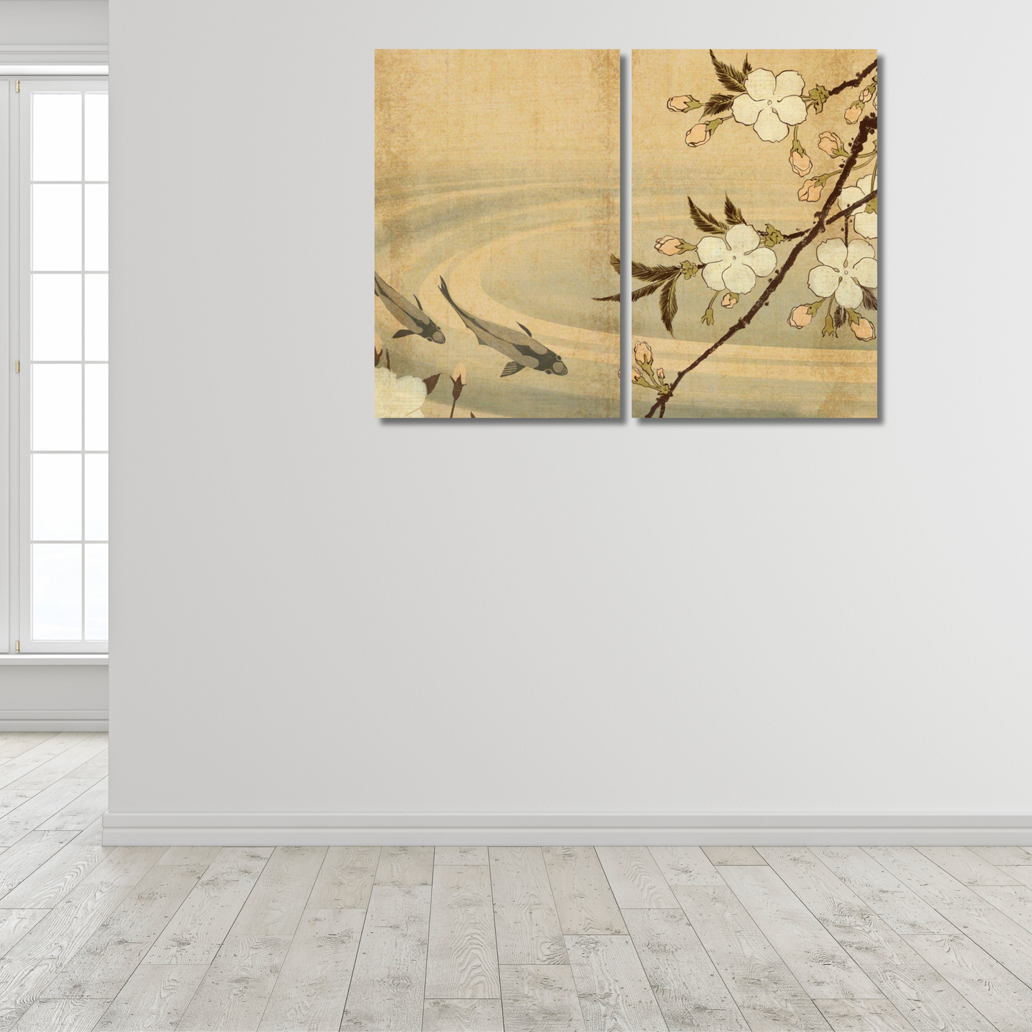 Japanese Koi & Cherry Blossom Image - Premium Metal Poster