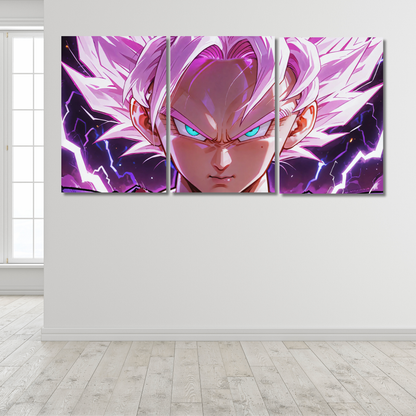 Goku: Divine Wrath: Super Saiyan Rose Triptych - Premium Metal Poster