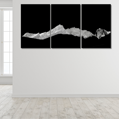 Summit Noir: Mountain Silhouette - Premium Metal Poster