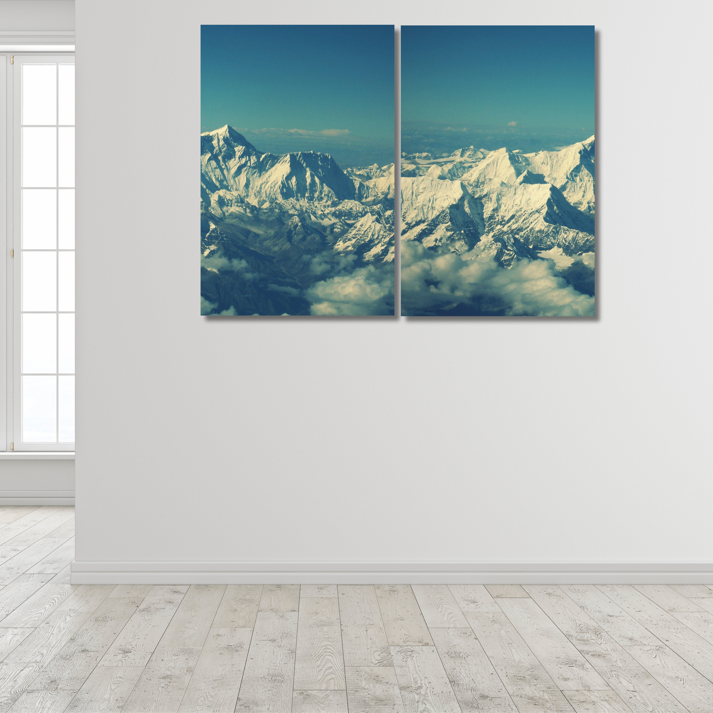 Majestic Peaks: Snow-Capped Himalayan Horizon - Premium Metal Poster