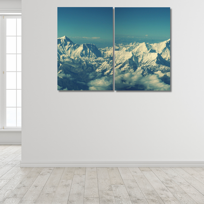 Majestic Peaks: Snow-Capped Himalayan Horizon - Premium Metal Poster