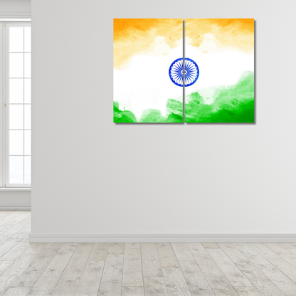 Tiranga Spirit: Watercolor Indian National - Premium Metal Poster