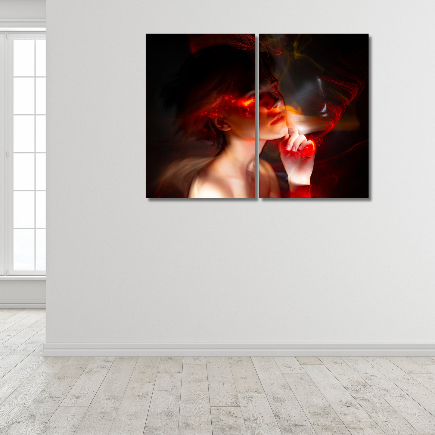 Burning Vision: Fiery Abstract - Premium Metal Poster