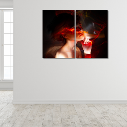 Burning Vision: Fiery Abstract - Premium Metal Poster