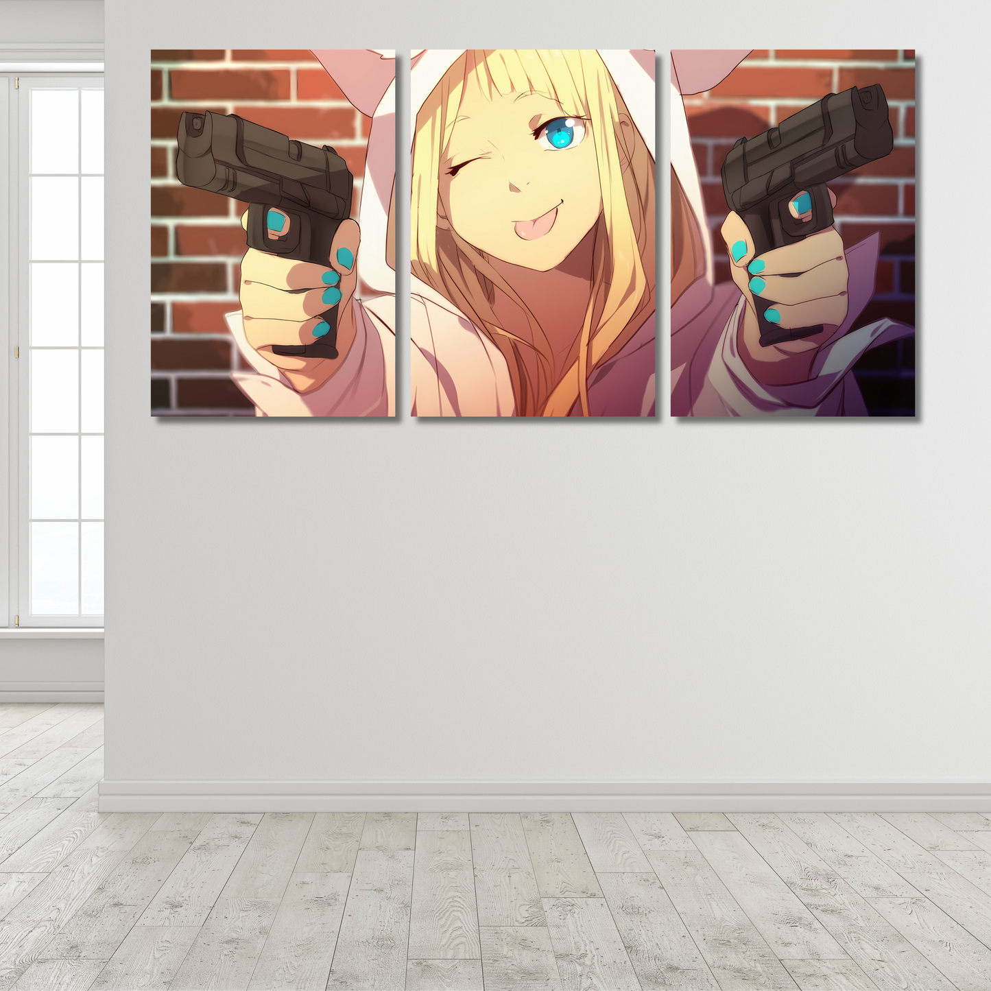 Akimbo Kawaii: Playful Assassin - Premium Metal Poster