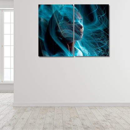 Electric Soul: Cyberpunk Aura Abstract - Premium Metal Poster