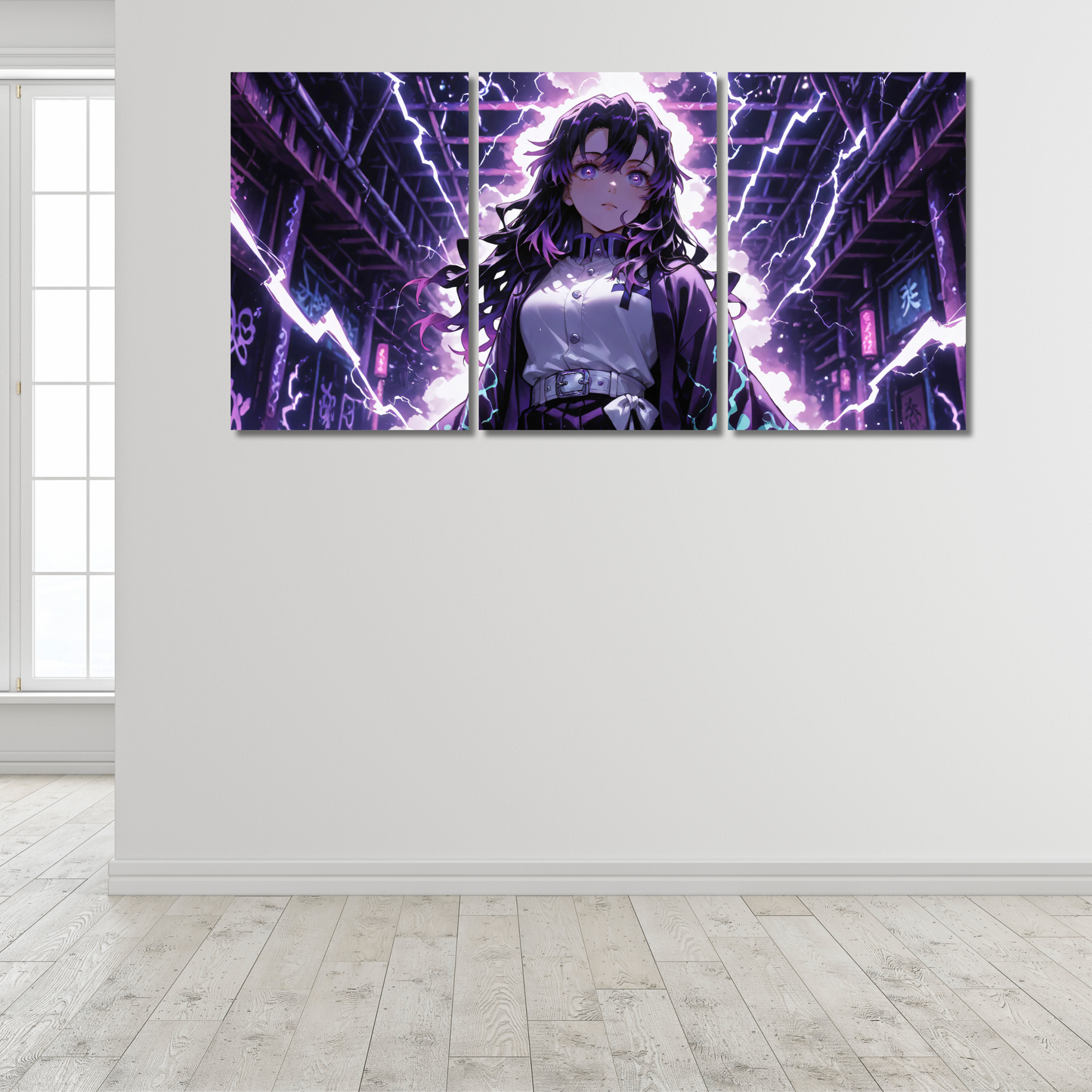Voltage Goddess: Purple Lightning Anime - Premium Metal Poster