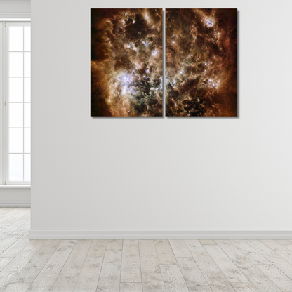 Stellar Nursery: Golden Dust & Deep Space Infinity - Premium Metal Poster