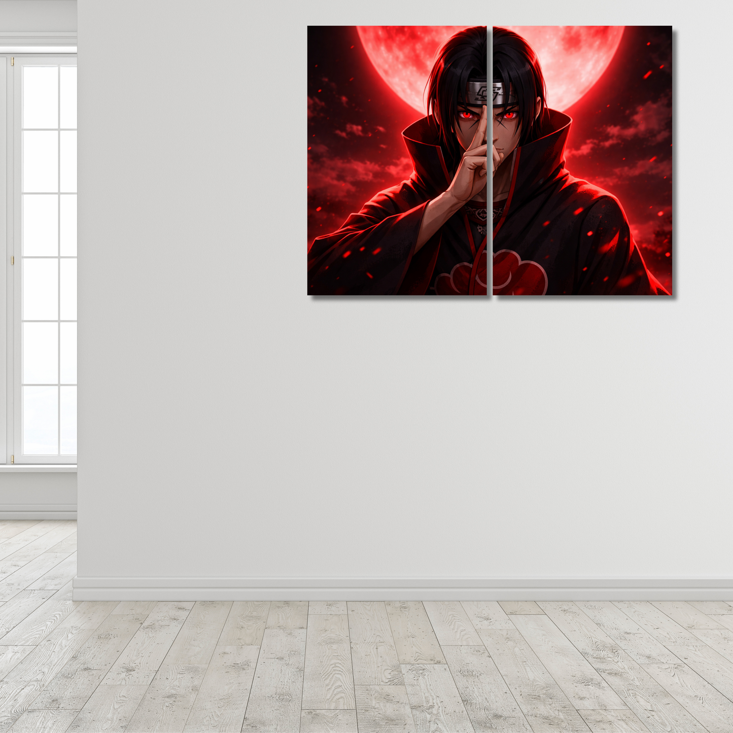 Shadow of the Sharingan: Itachi Uchiha Blood-Moon Canvas - Premium Metal Poster