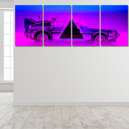 Retrowave DeLorean - Premium Metal Poster