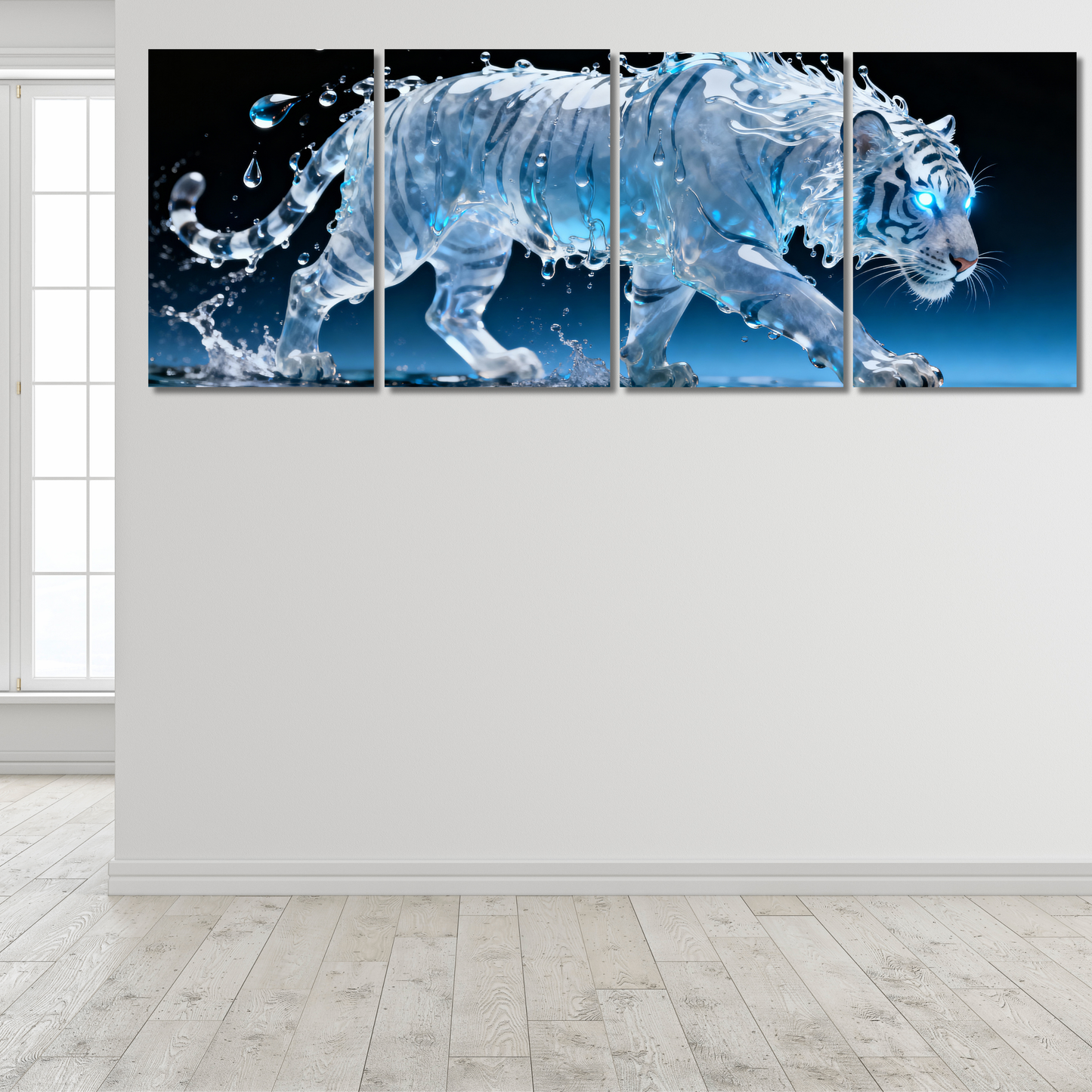 Aqua-Glacial Tiger: Crystal - Premium Metal Poster