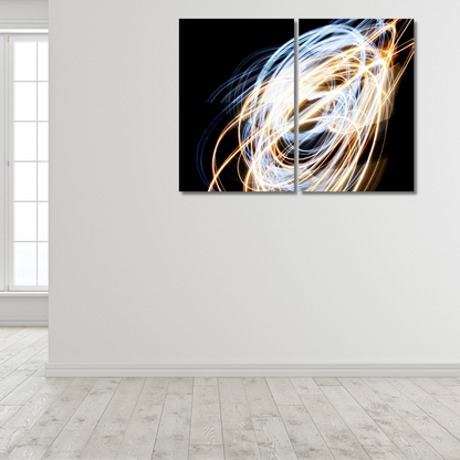 Golden Kinetic: Abstract Long Exposure Light-Stream - Premium Metal Poster