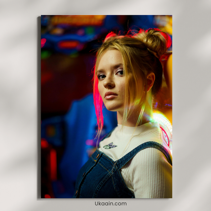 "Arcade Glow: Vibrant Neon Aesthetic" - Premium Metal Poster