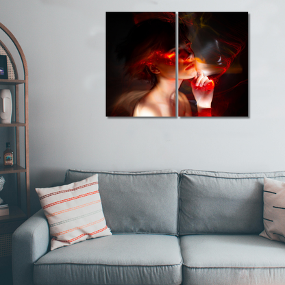 Burning Vision: Fiery Abstract - Premium Metal Poster