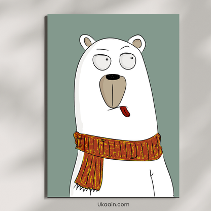 The Winter Wobble: Silly Scarf Bear - Premium Metal Poster