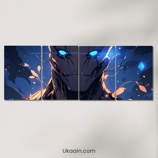 (Blue-Eyed Creature): "Azure Core: Sentinel - Premium Metal Poster
