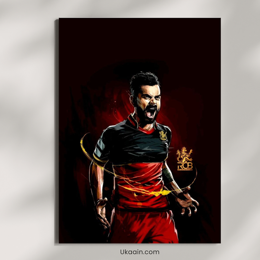 ( King Virat Kohli ) RCB The Unstoppable Fury of a Modern Day King: - Premium Metal Poster