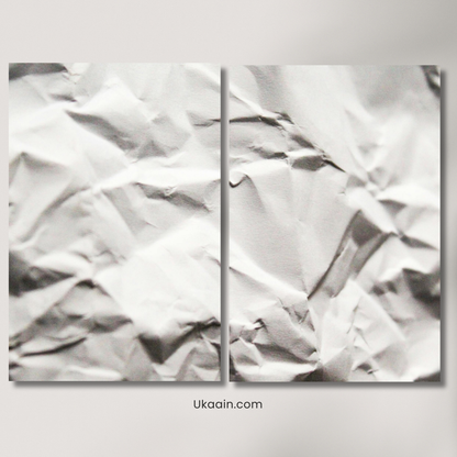 Textured Silence: White Crumpled Paper  - Premium Metal Poster