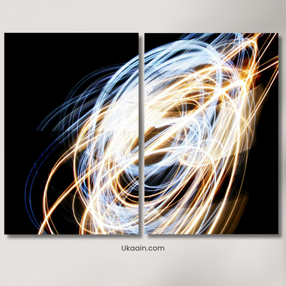 Golden Kinetic: Abstract Long Exposure Light-Stream - Premium Metal Poster