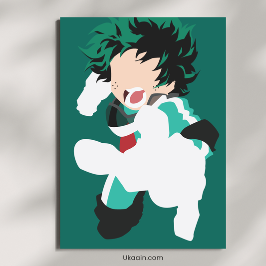 Emerald Hero: Deku Vector Art - Premium Metal Poster