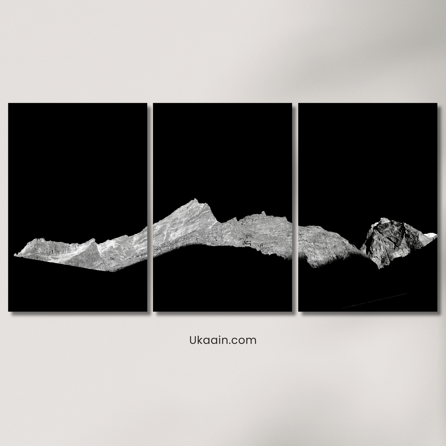 Summit Noir: Mountain Silhouette - Premium Metal Poster