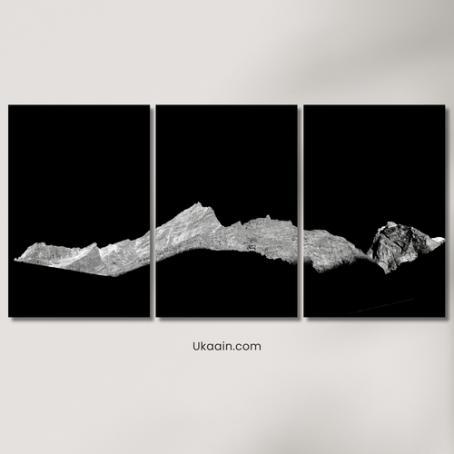 Summit Noir: Mountain Silhouette - Premium Metal Poster