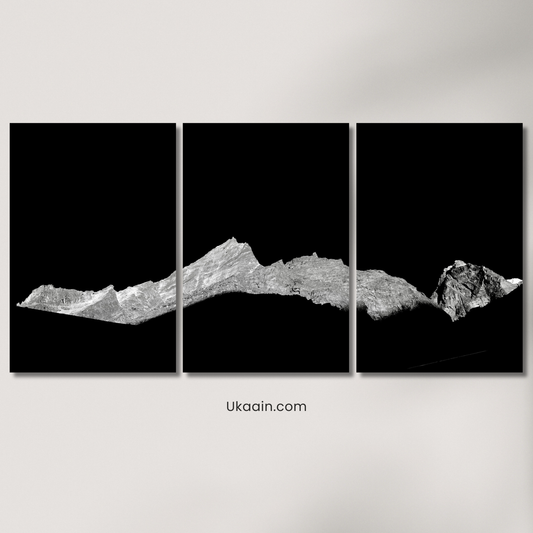 Summit Noir: Mountain Silhouette - Premium Metal Poster