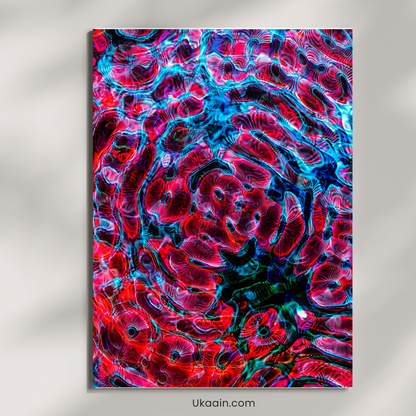 Electric Crimson Resonance: - Premium Metal Poster