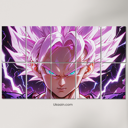 "Rosé Saiyan: 10-Panel Ultra Instinct Anime Masterpiece" - Premium Metal Poster