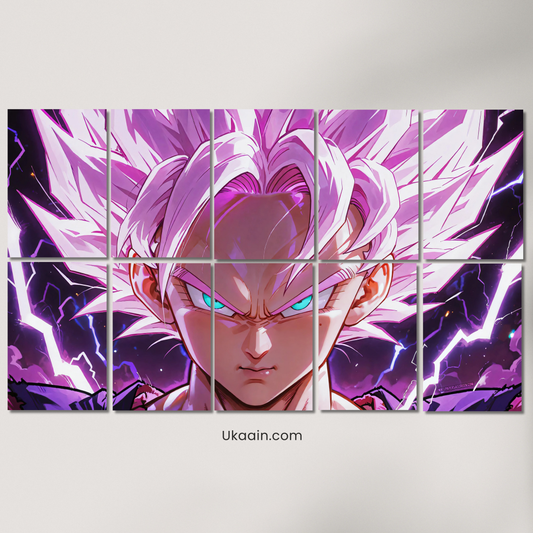 "Rosé Saiyan: 10-Panel Ultra Instinct Anime Masterpiece" - Premium Metal Poster