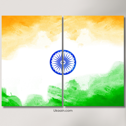 Tiranga Spirit: Watercolor Indian National - Premium Metal Poster