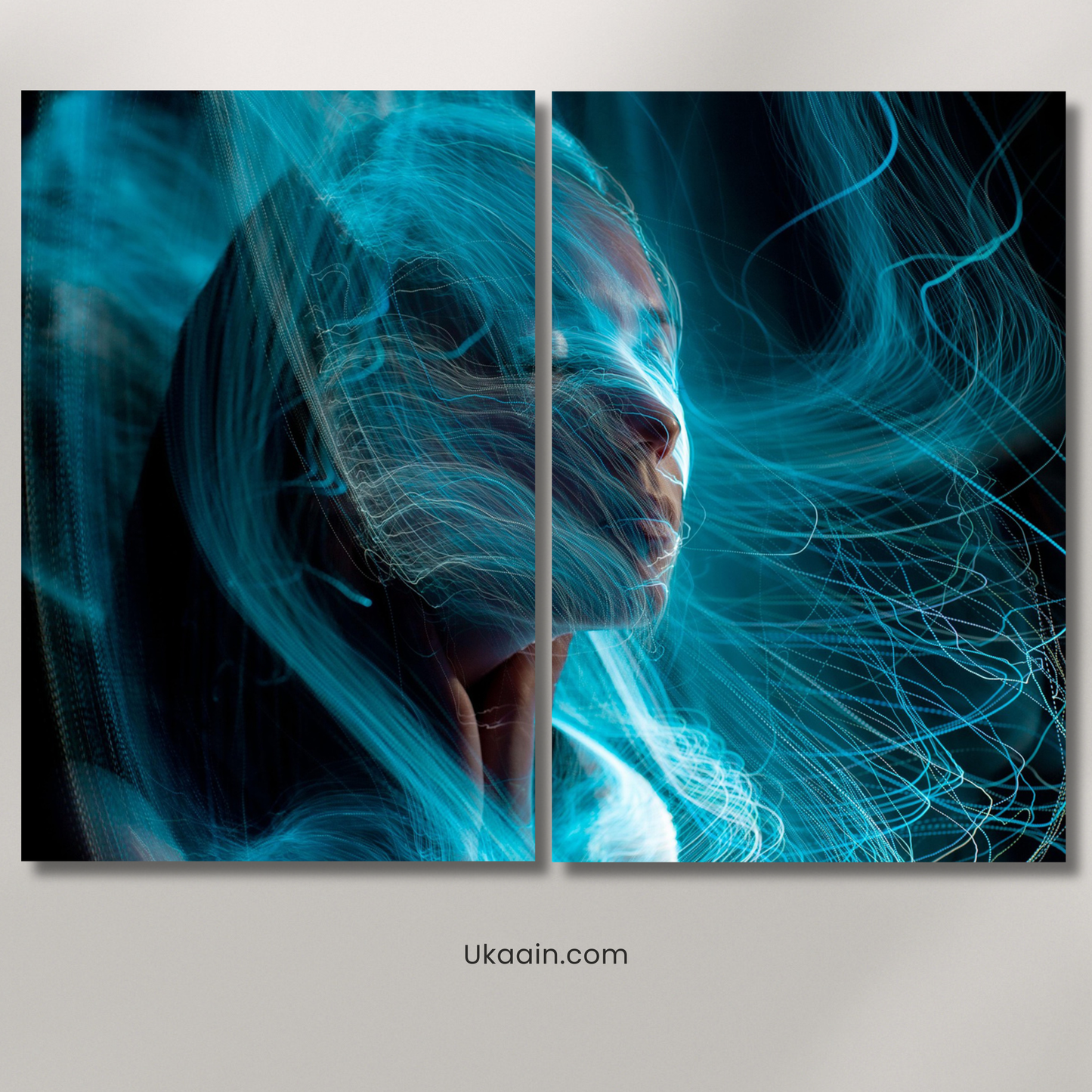 Electric Soul: Cyberpunk Aura Abstract - Premium Metal Poster