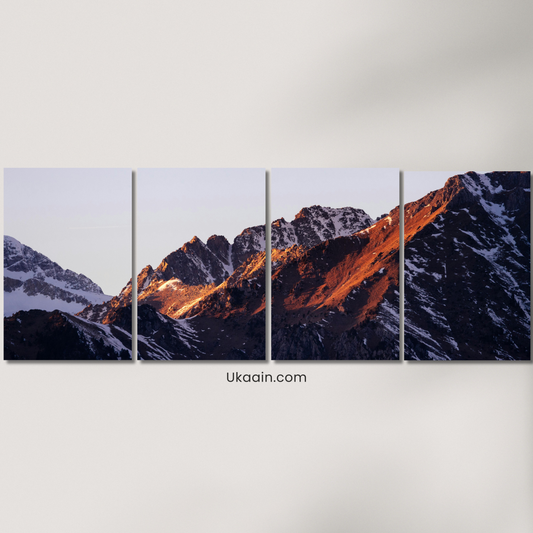 Golden Peak: Alpine Glow: - Premium Metal Poster