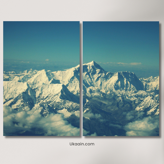 Majestic Peaks: Snow-Capped Himalayan Horizon - Premium Metal Poster